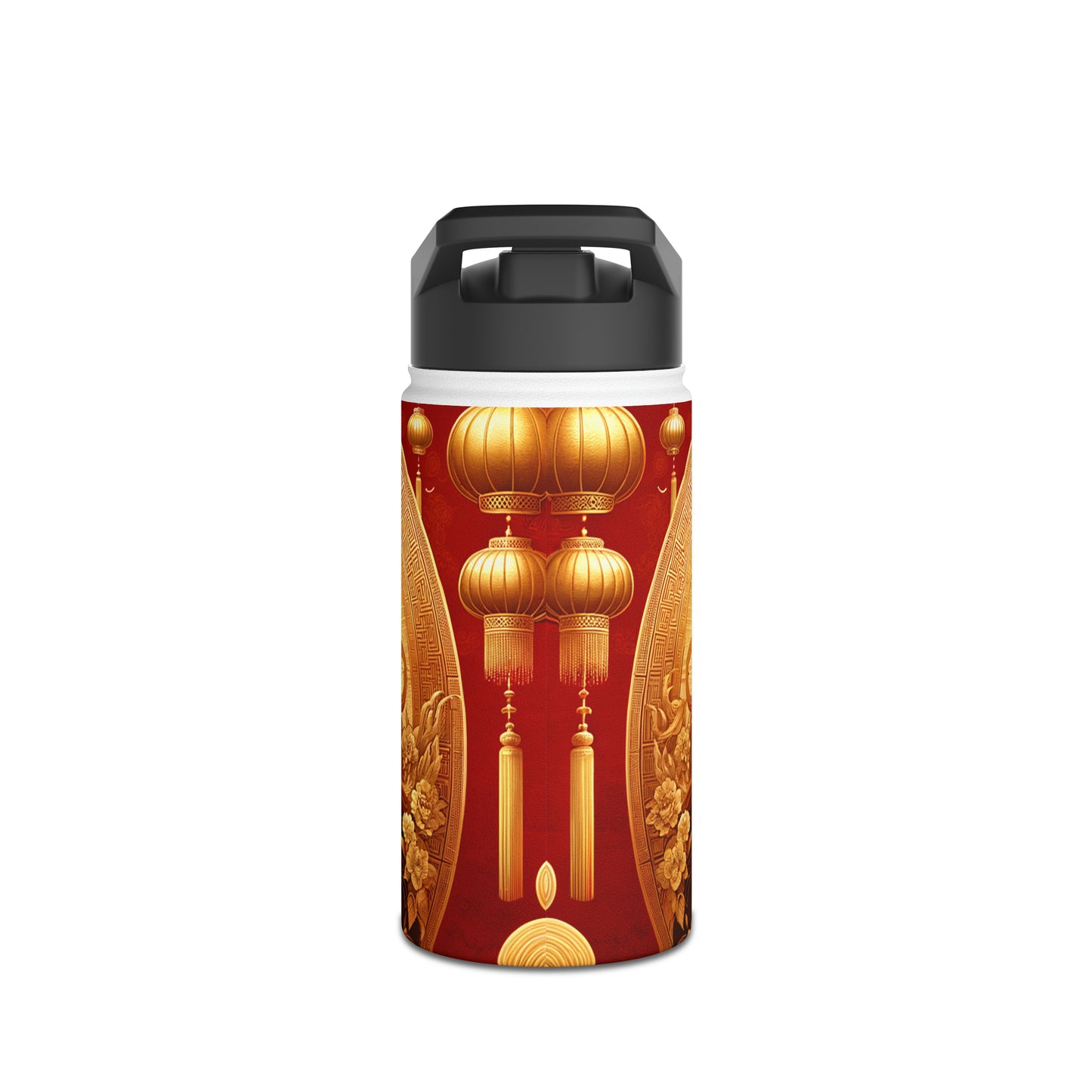 "Golden Majesty: Ascension of the Lunar Tiger" - Water Bottle