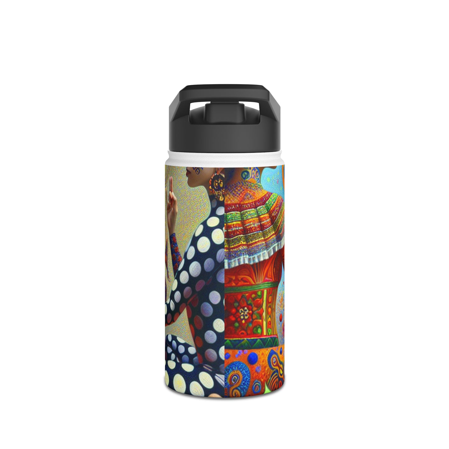 "Kahlo-Kusama Blossom Asanas: A Surreal Yoga Symphony" - Water Bottle