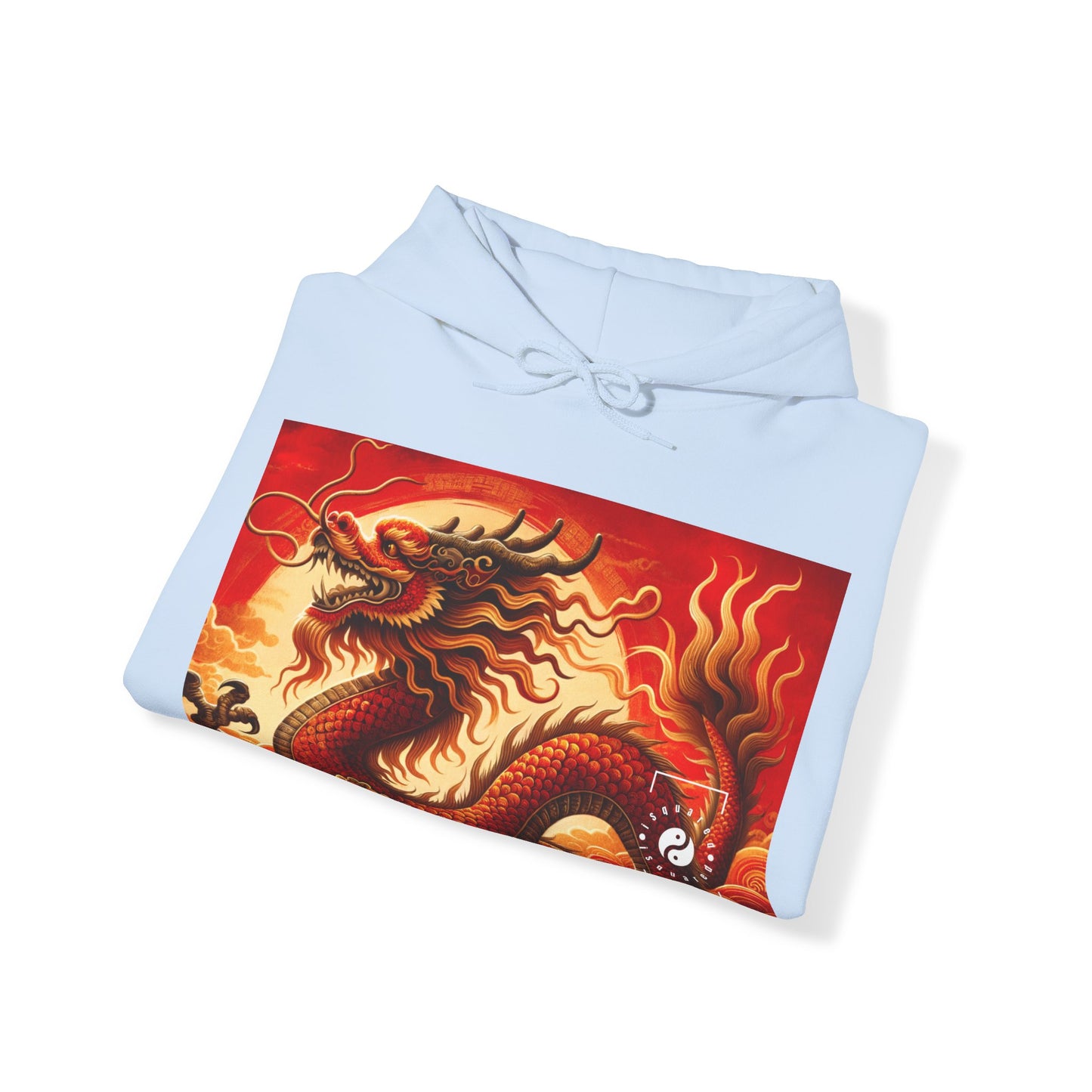 "Golden Dragon Dance in the Crimson Twilight" - Hoodie