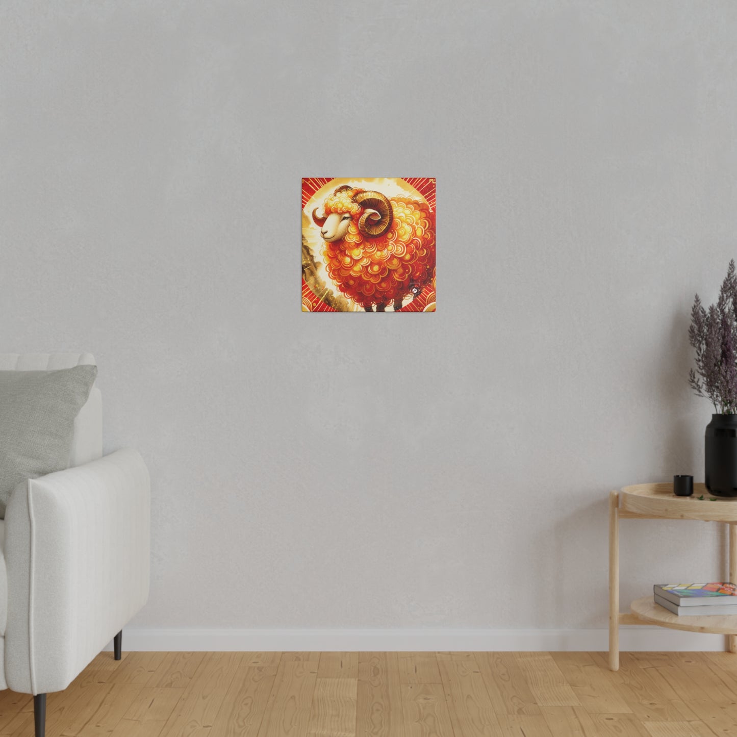 Auspicious Gold of Divine Ewe: A Lunar New Year Art Print Canvas