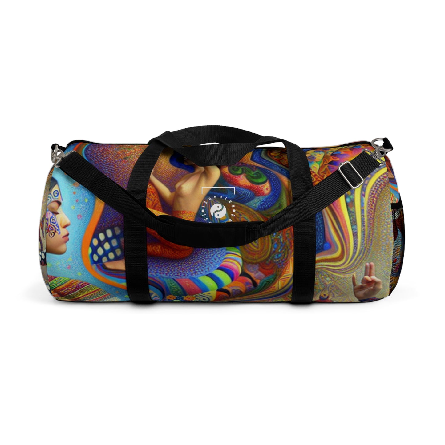 "Kahlo-Kusama Blossom Asanas: A Surreal Yoga Symphony" - Duffle Bag