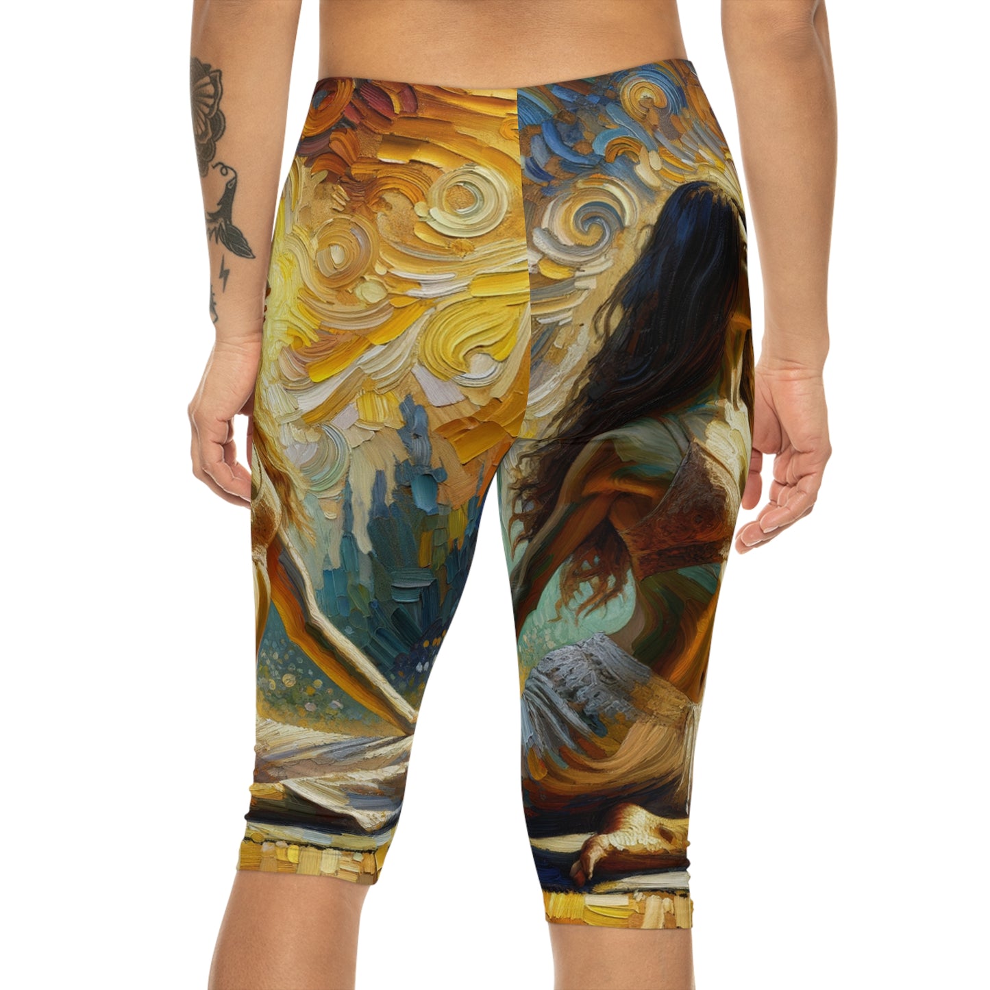 "Golden Warrior: A Tranquil Harmony" - Capri Shorts