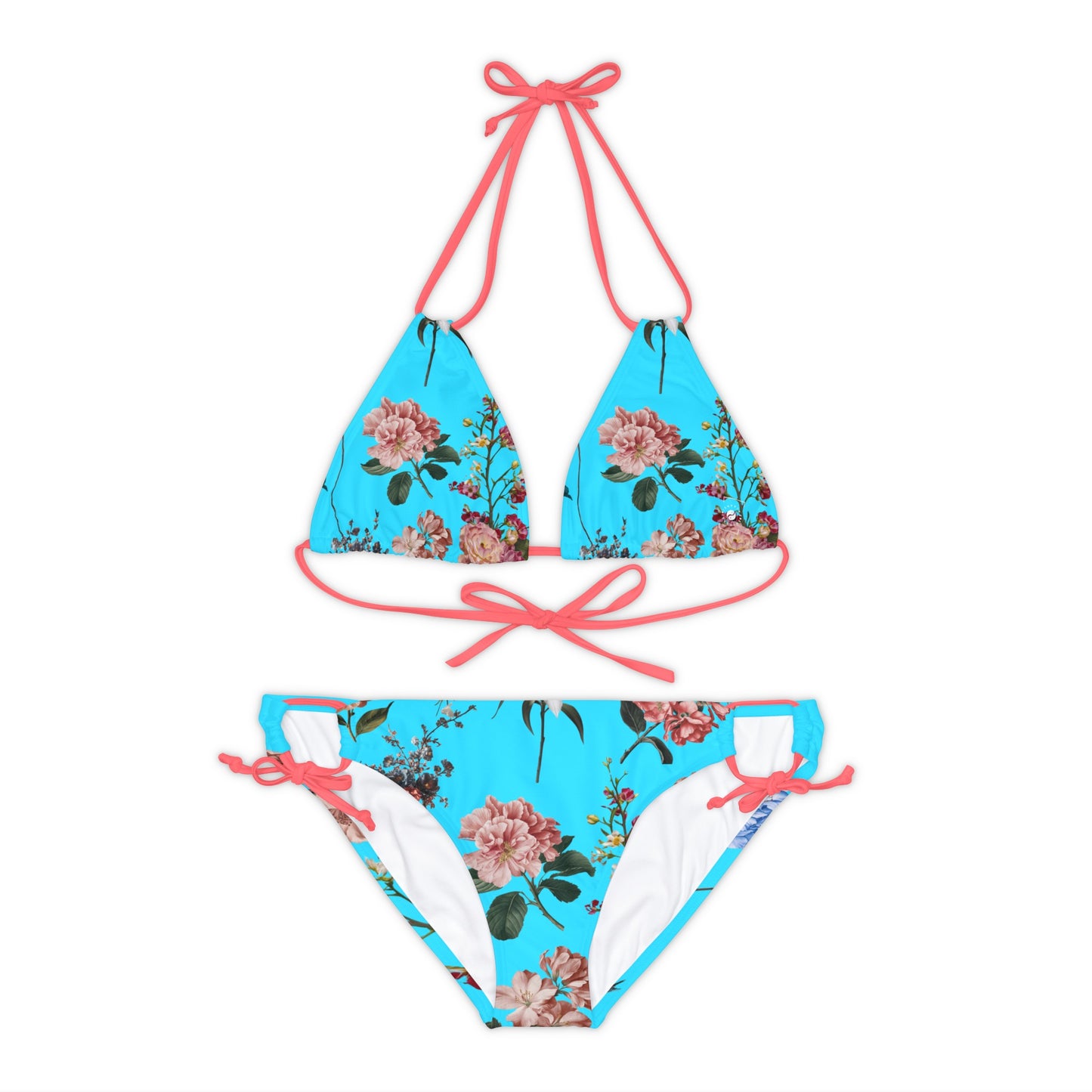 Botanicals on Azure - Lace-up Bikini Set