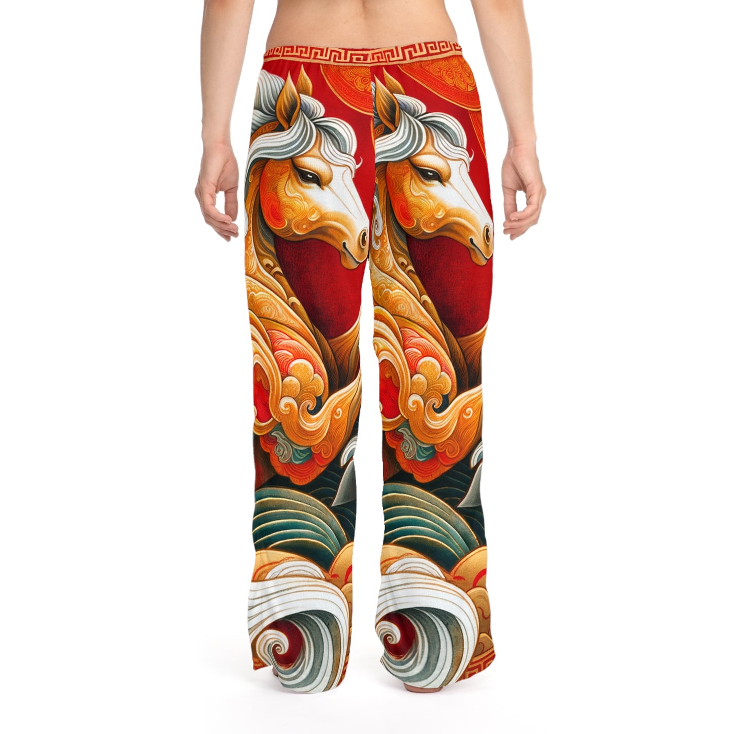 "Gold Gallop on Vermilion Vista: A Lunar New Year’s Ode" - Women lounge pants