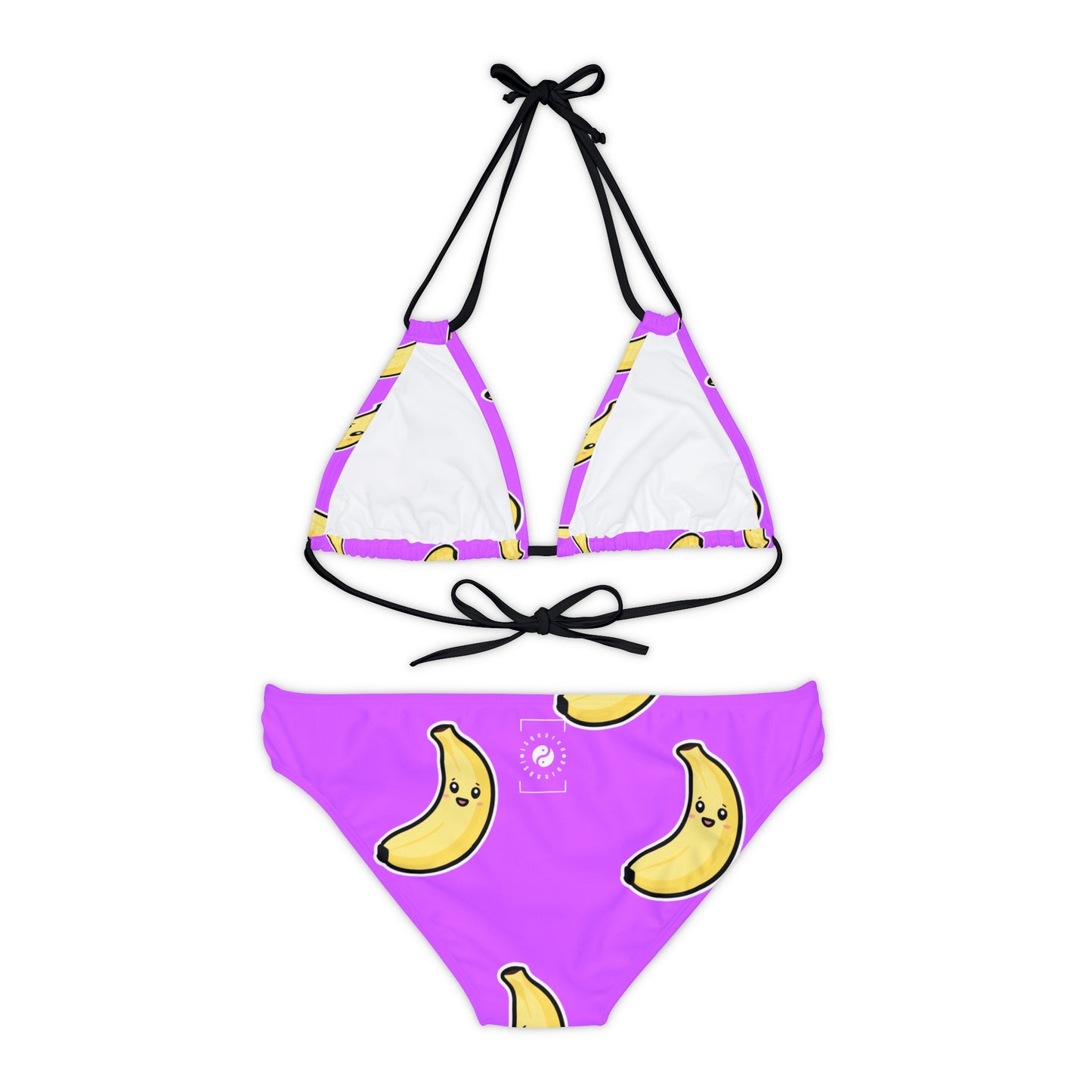 #D65BFF Purple + Banana - Lace-up Bikini Set
