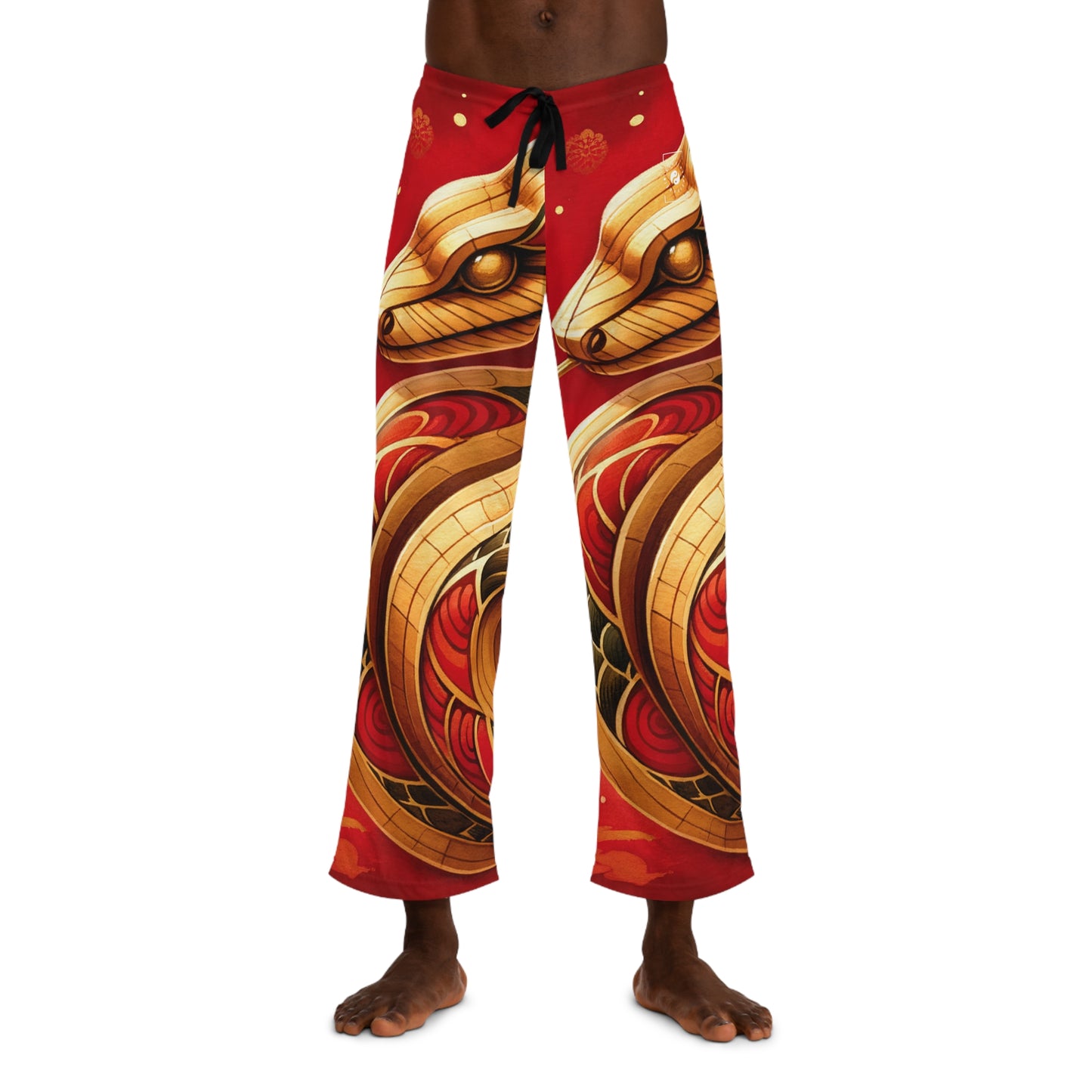 "Crimson Serenity: The Golden Snake" - men's Lounge Pants