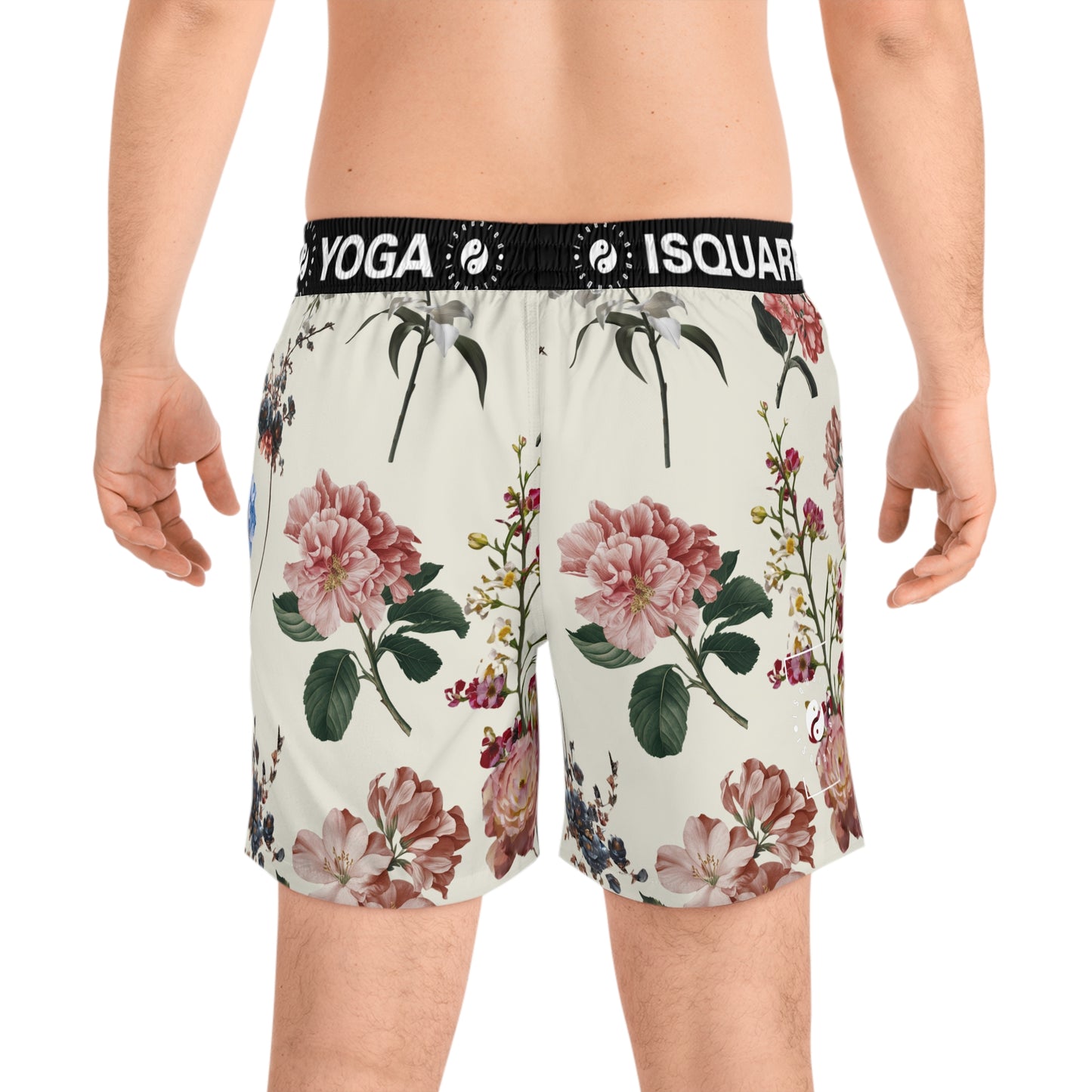 Botanicals on Beige - Swim Shorts (Mid-Length) for Men