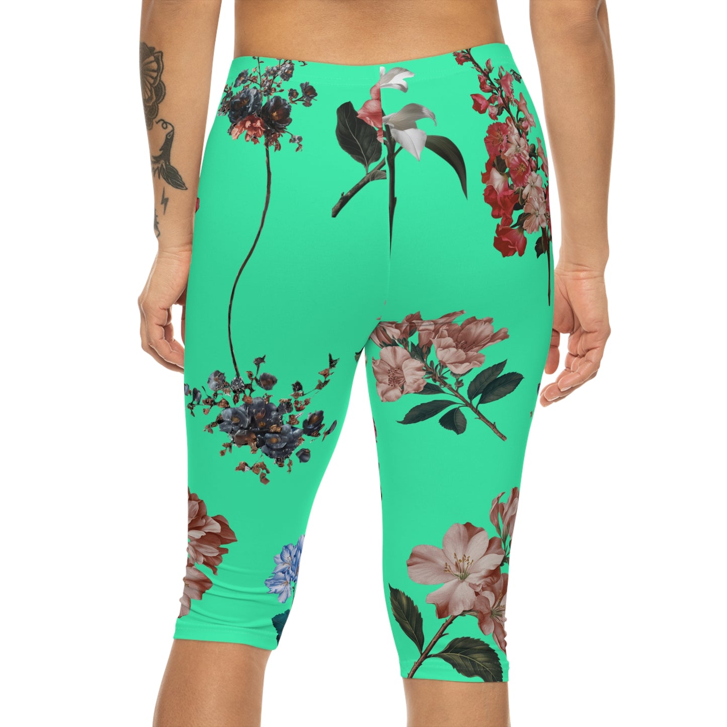 Botanicals on Turquoise - Capri Shorts