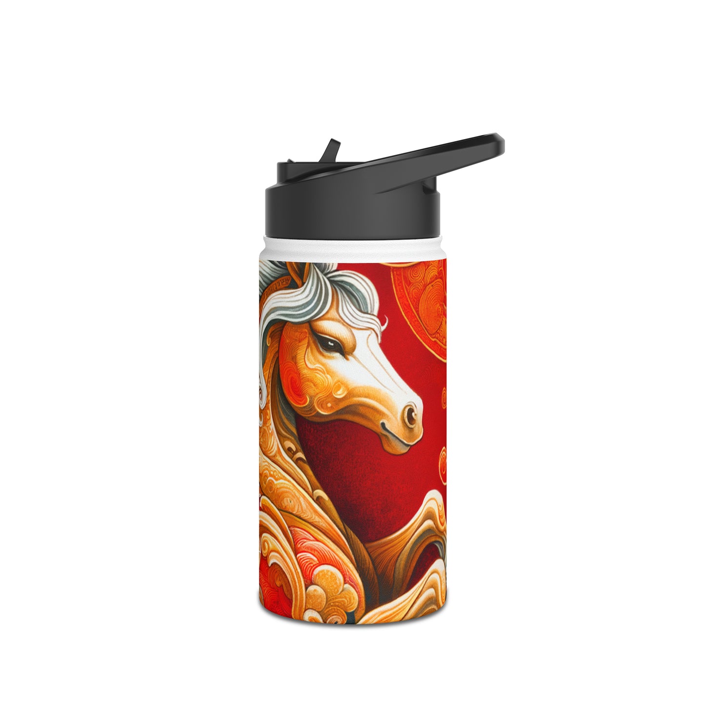 "Gold Gallop on Vermilion Vista: A Lunar New Year’s Ode" - Water Bottle