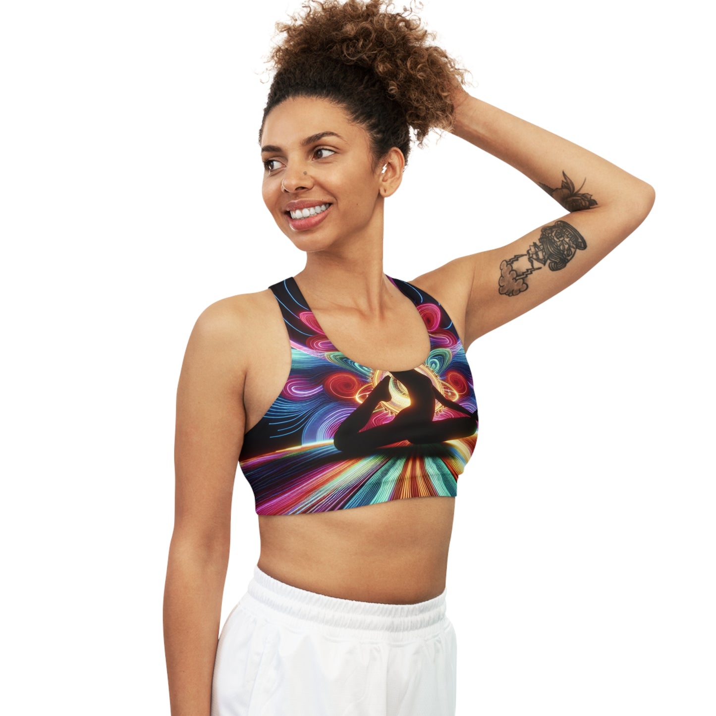 "Neon Zenith: Chromatic Balance" - Seamless Sports Bra