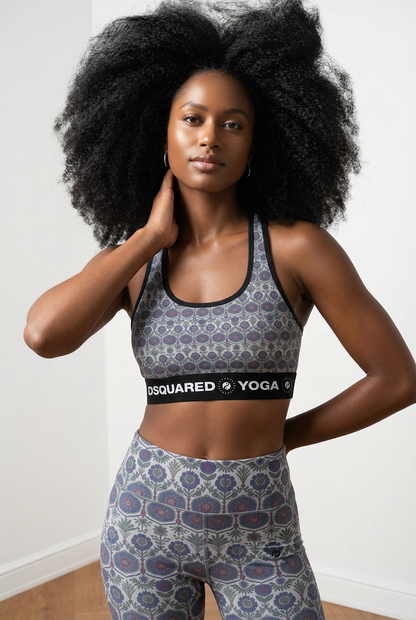 Jaipur Love Dynamic Lift Sports Bra with X-back design and printed moisture-wicking fabric