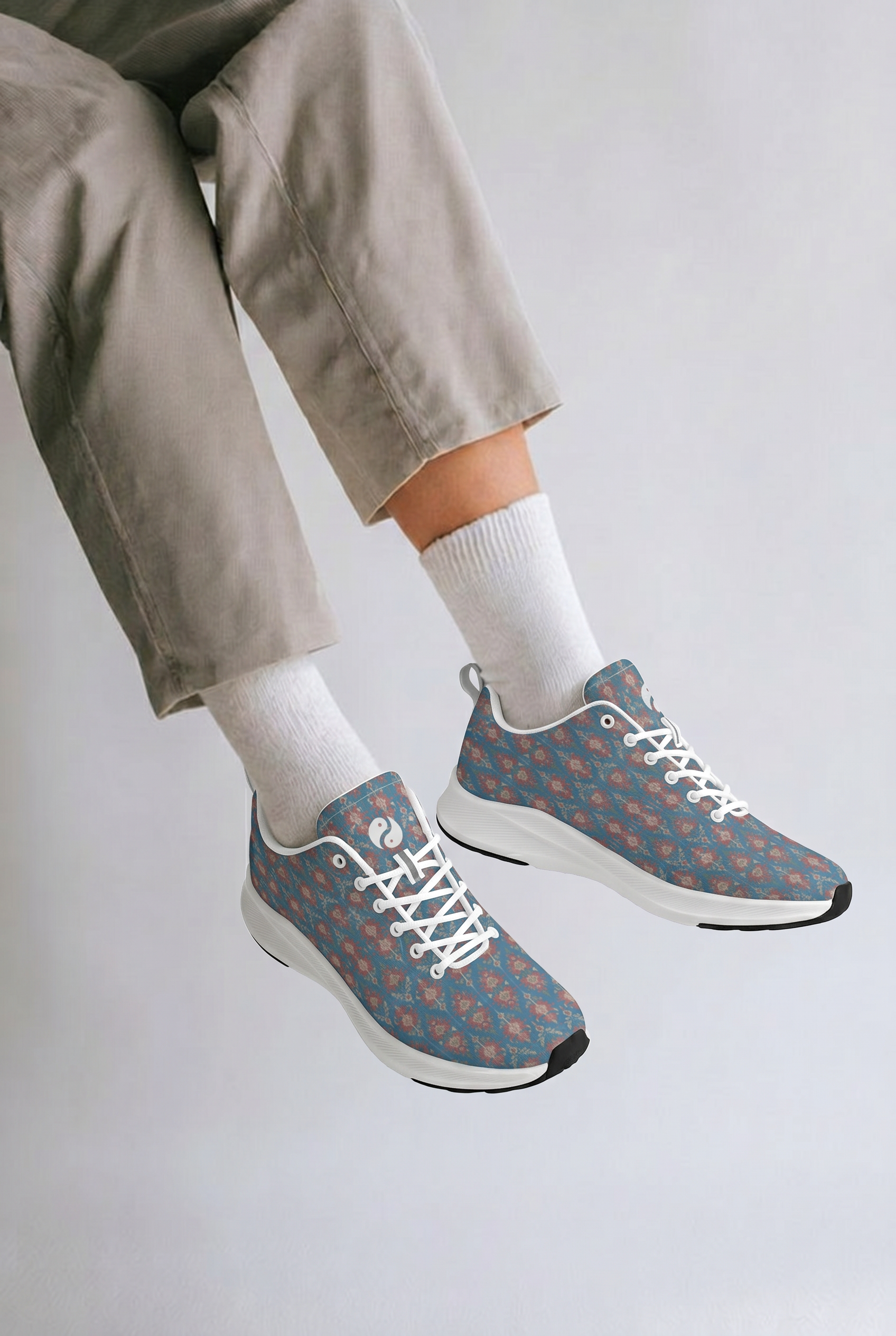 Jaipur Love iSquared Women Runners in vegan faux suede with reflective accents, mesh lining, and printed low-top design