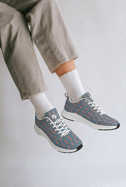 Jaipur Love iSquared Women Runners in vegan faux suede with reflective accents, mesh lining, and printed low-top design