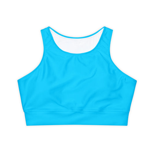 #04D9FF  Neon Blue - Lined & Padded Sports Bra