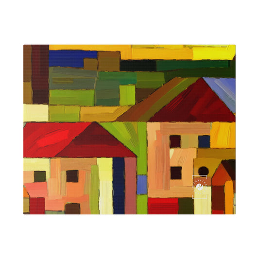 « Adobes de terre dans les teintes de Hundertwasser » – Impression sur toile