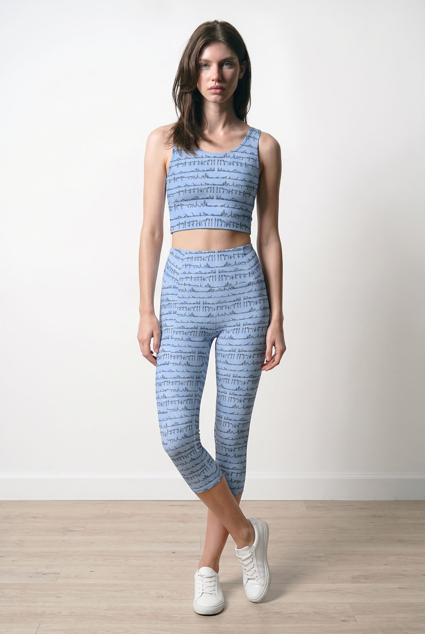 Bikram Pastel iSquared Crop Top with U-back, removable pads, cropped fit, and pastel all-over print