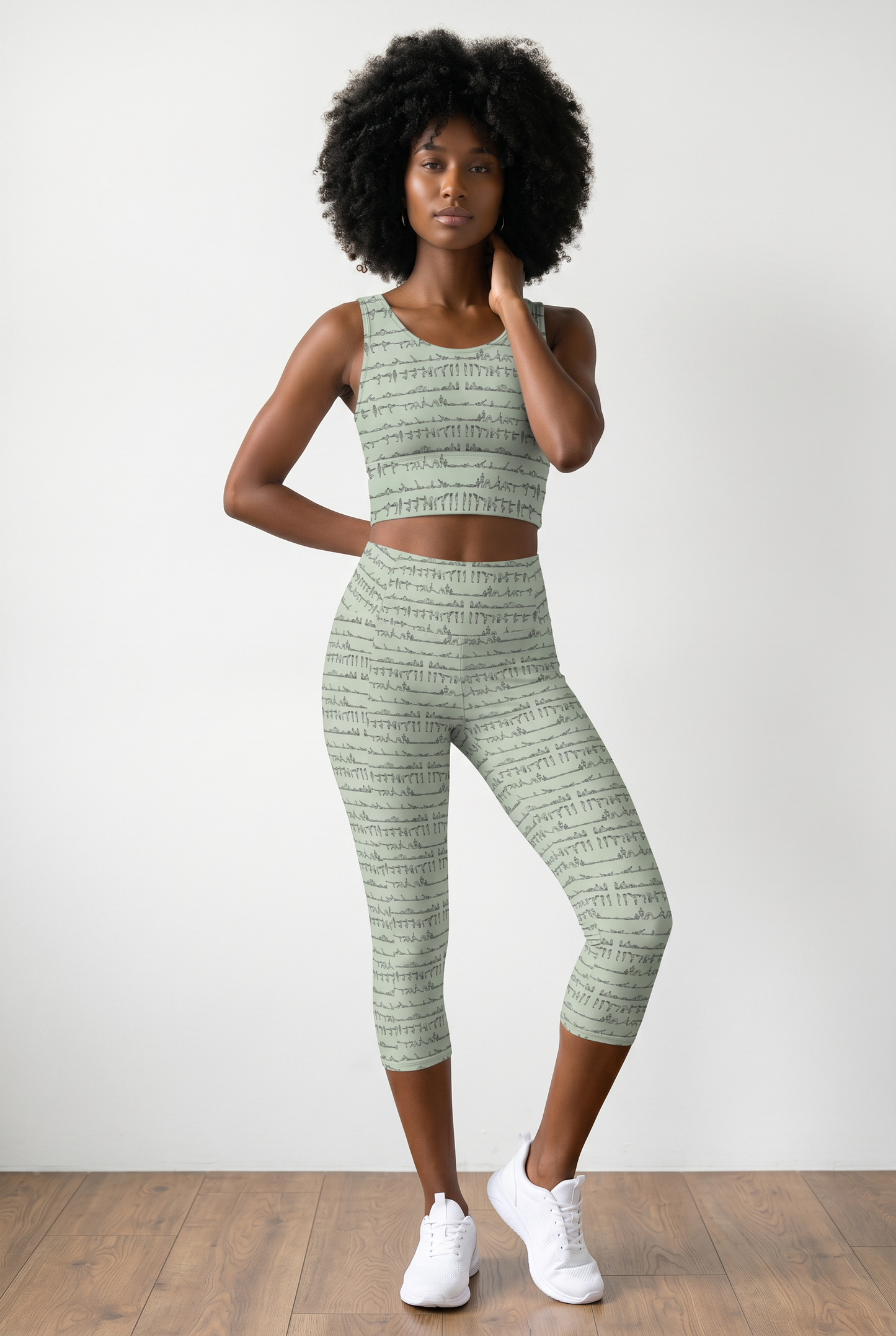 Bikram Pastel iSquared Crop Top with U-back, removable pads, cropped fit, and pastel all-over print