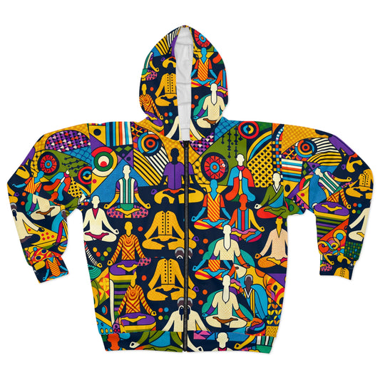 Vibrant Sadana: Prana in Nouveau Réalité - Zip Hoodie