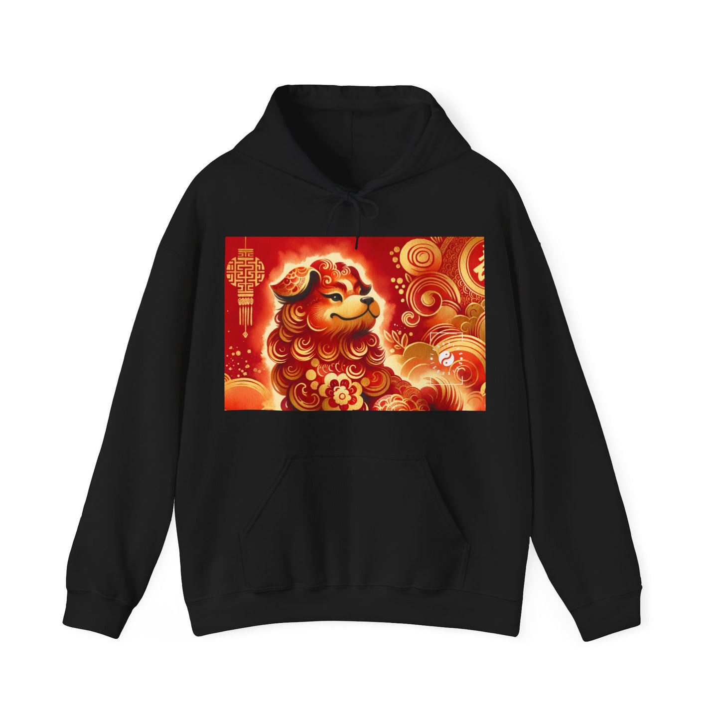 "Golden Canine Emissary on Crimson Tide: A Chinese New Year Odyssey" - Hoodie