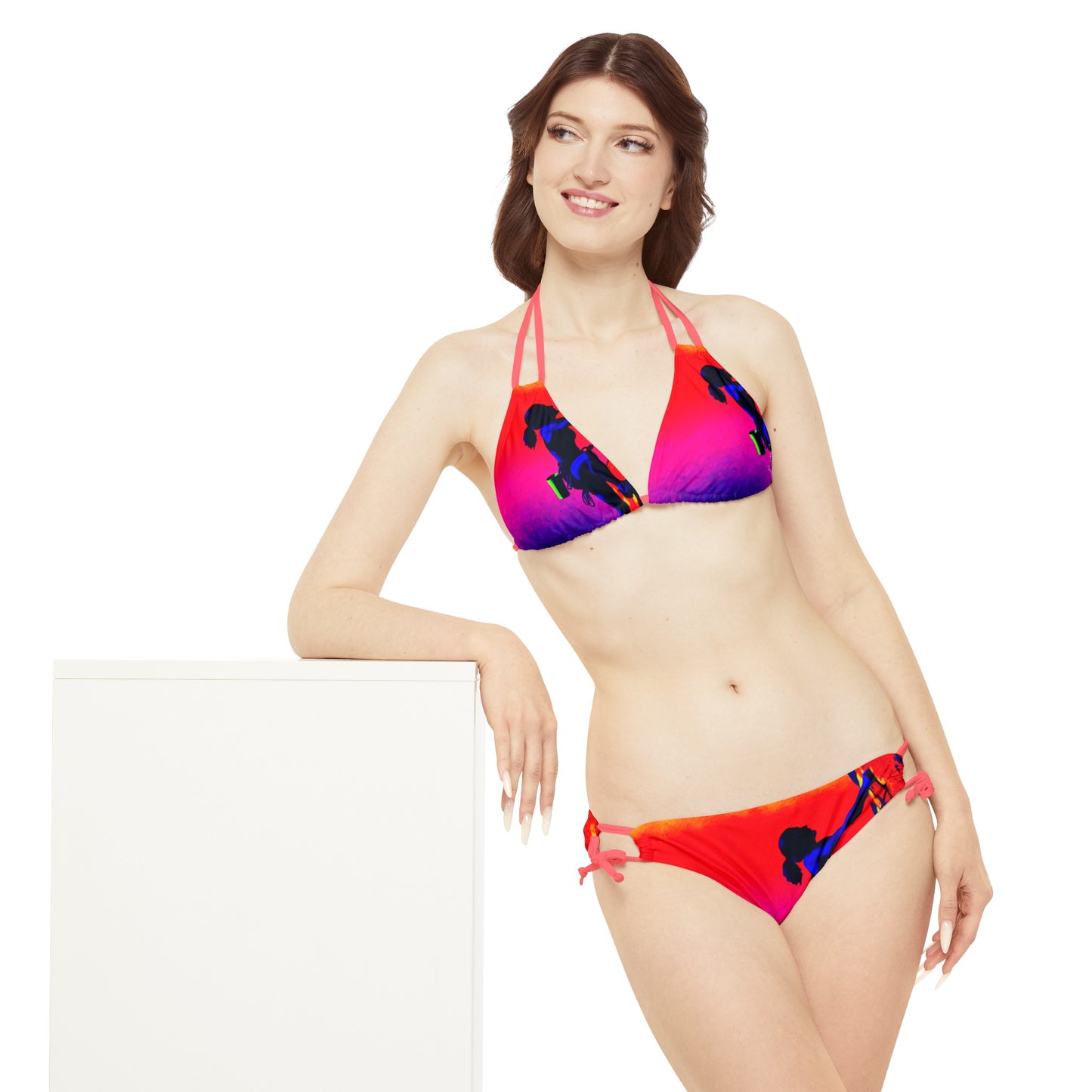 "Technicolour Ascent: The Digital Highline" - Lace-up Bikini Set