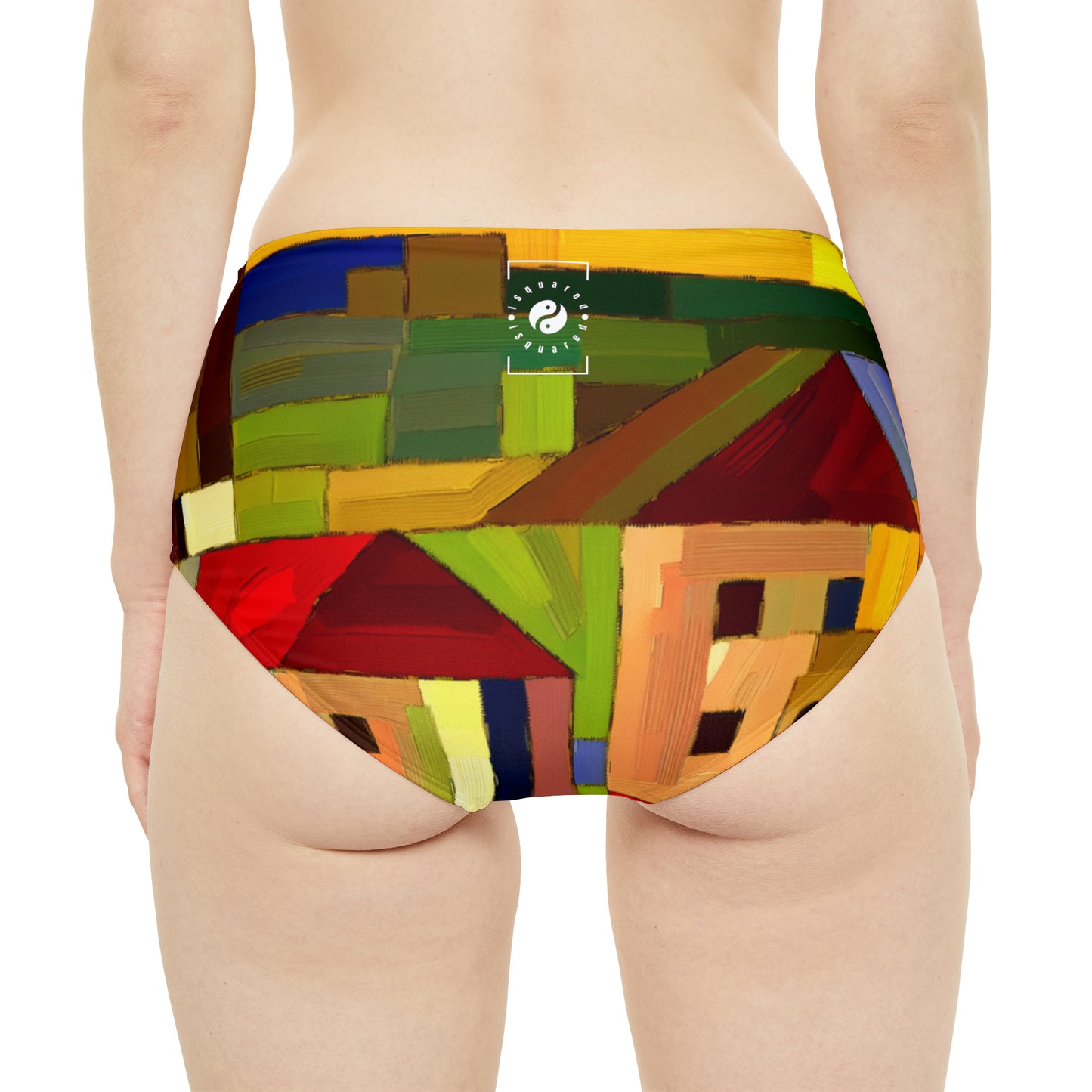 « Adobes de terre dans les teintes de Hundertwasser » - Bas de bikini taille haute