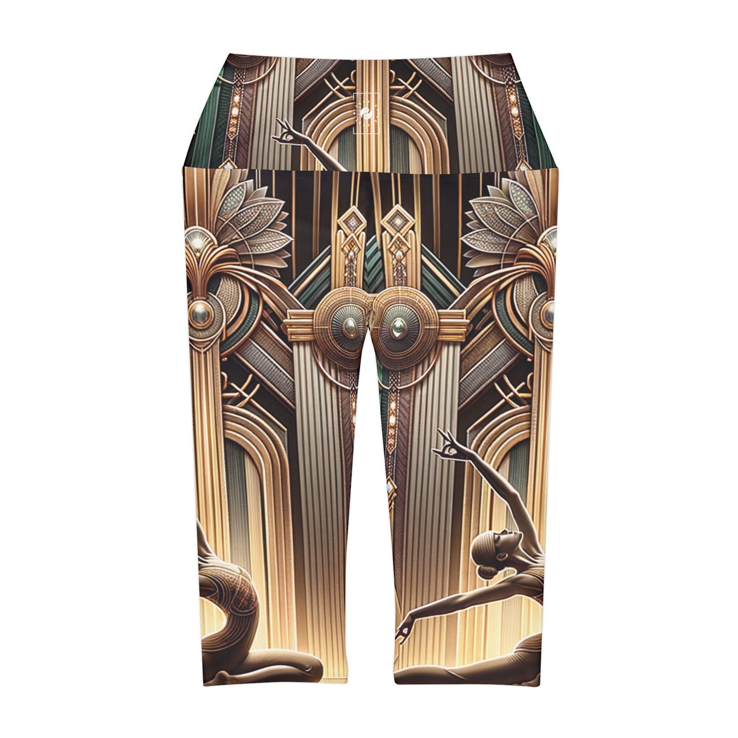 "Deco Serenity: A Fusion of Opulence and Zen" - High Waisted Capri Leggings