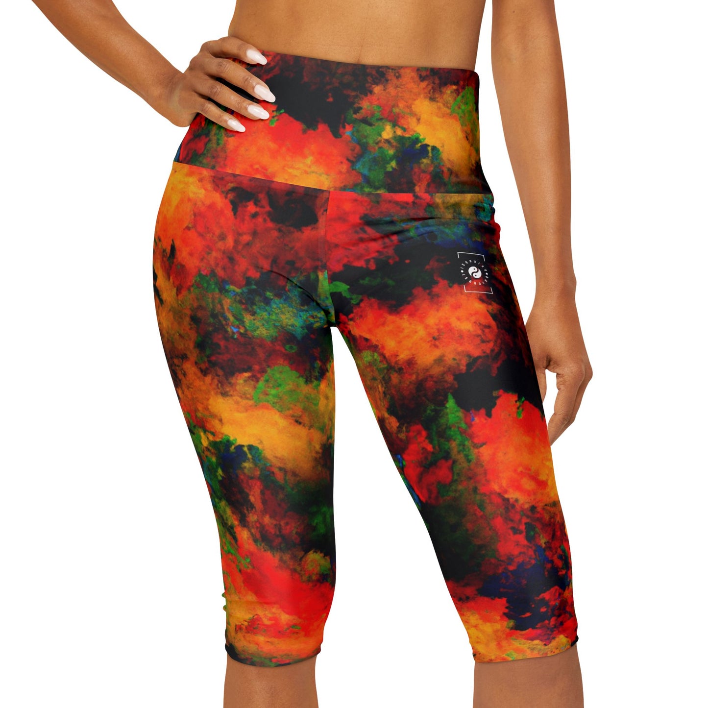 Luminous Whispers Symphony - High Waisted Capri Leggings