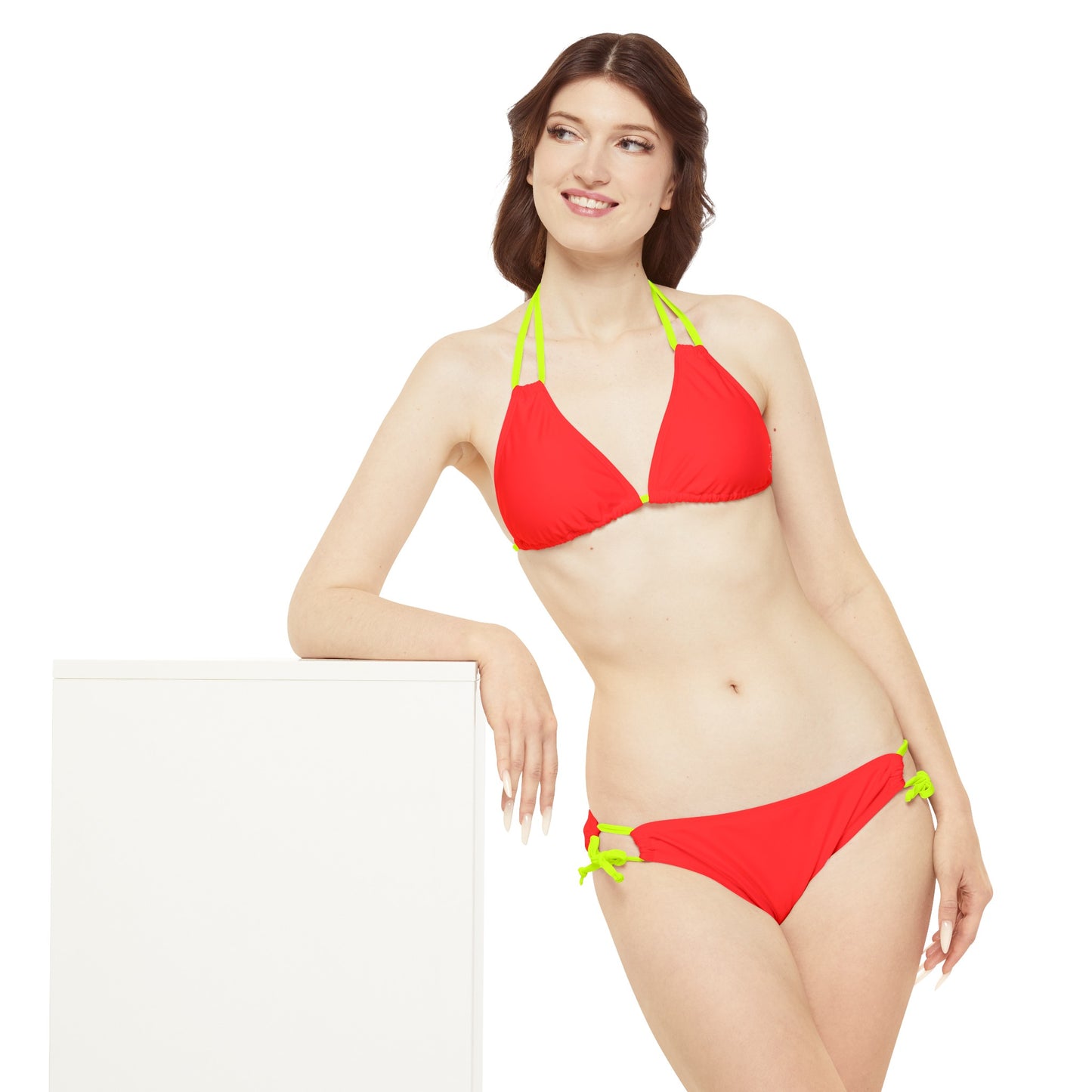 Bright Red FF3131 - Lace-up Bikini Set