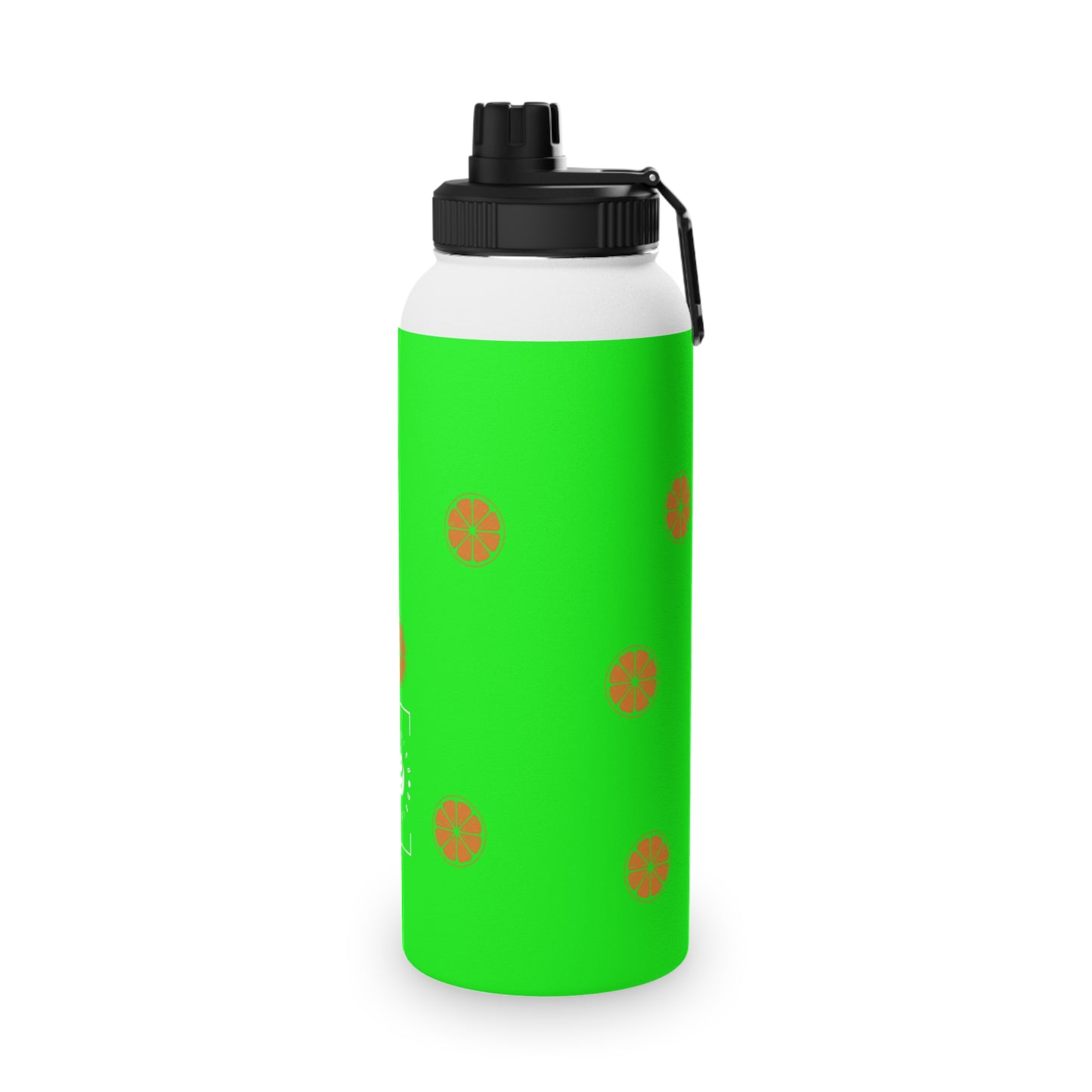 #05FD00 Lime Green + Mandarin - Sports Water Bottle