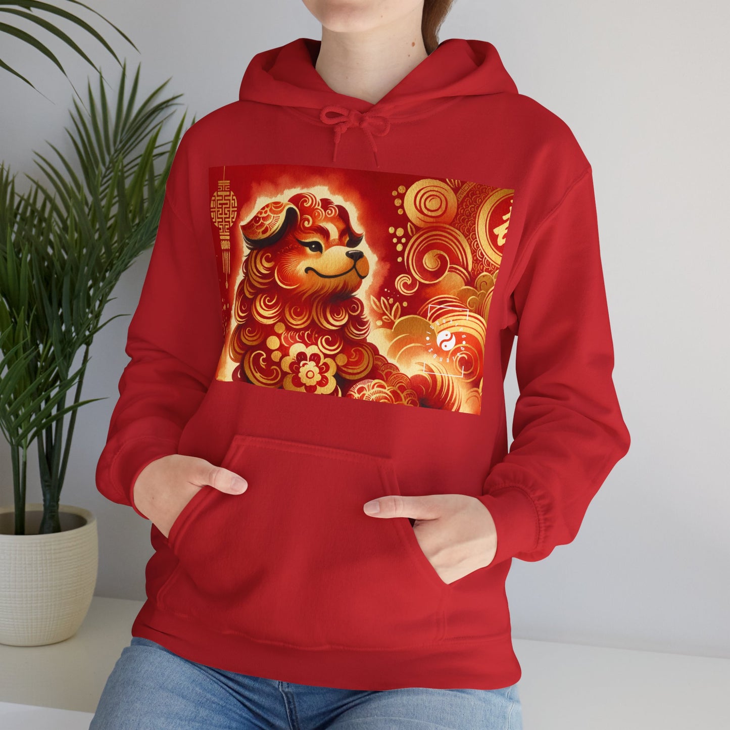 "Golden Canine Emissary on Crimson Tide: A Chinese New Year Odyssey" - Hoodie