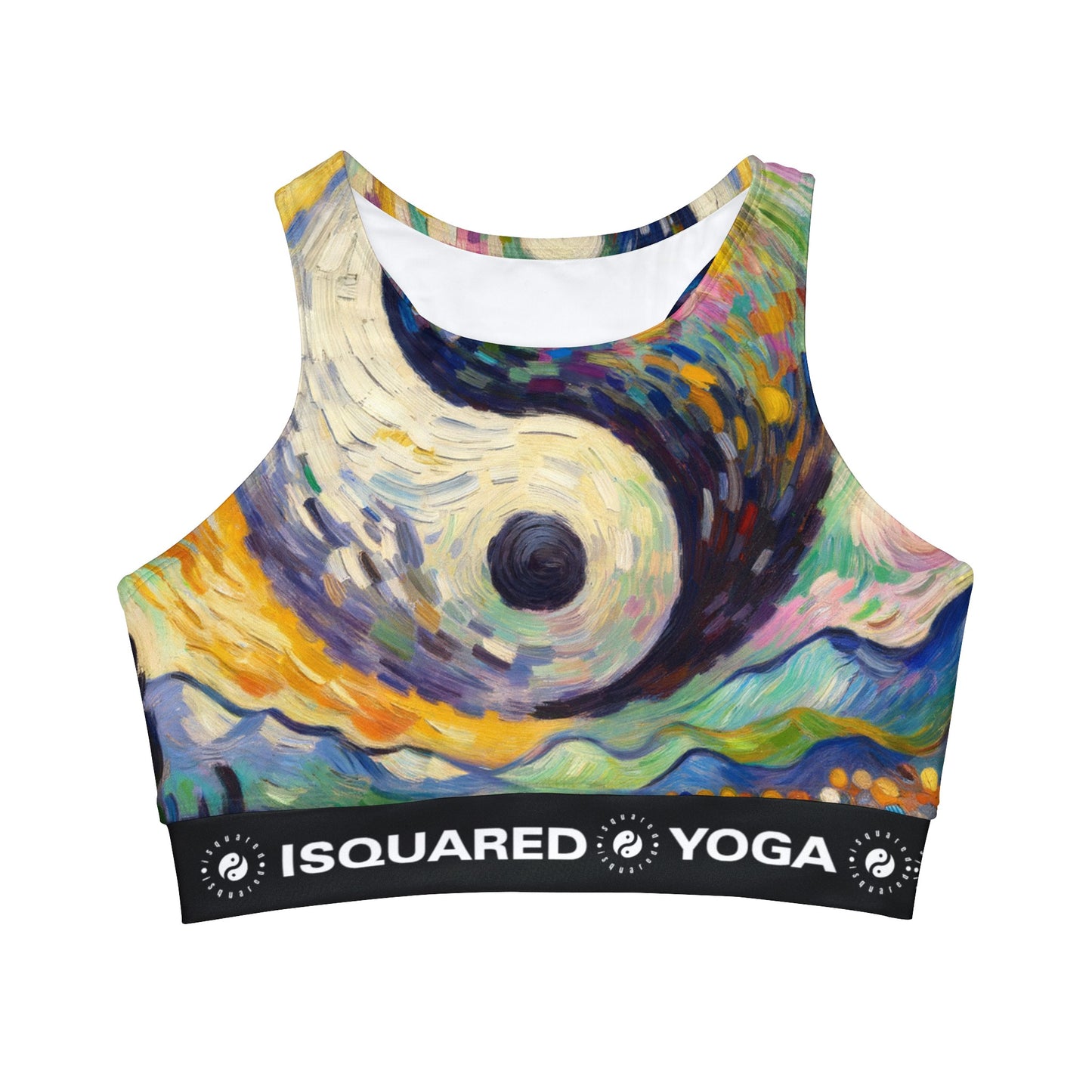 "Spectral Duality: An Impressionist Balance" - High Neck Crop Top