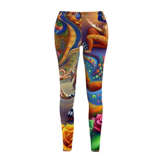 "Kahlo-Kusama Blossom Asanas: A Surreal Yoga Symphony" - Casual Leggings