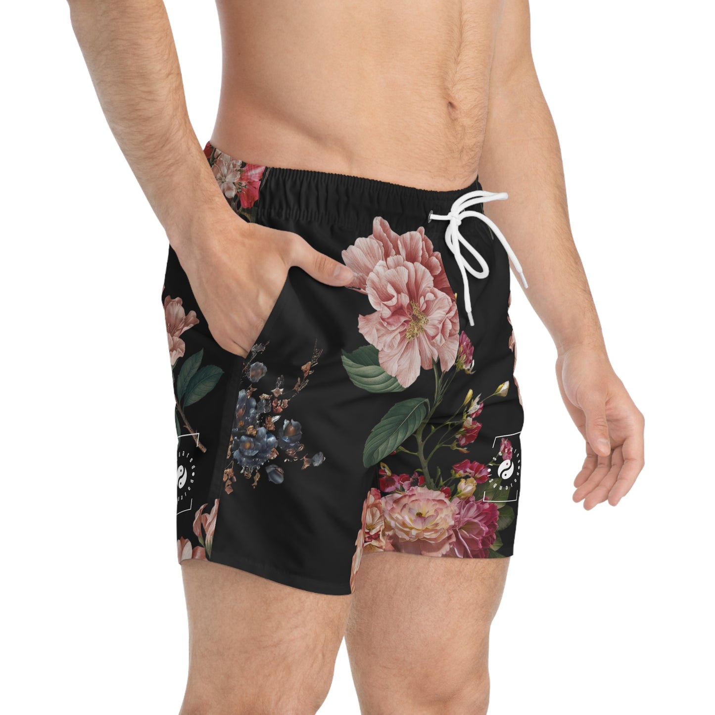 Botanicals on Black - Swim Trunks for Men