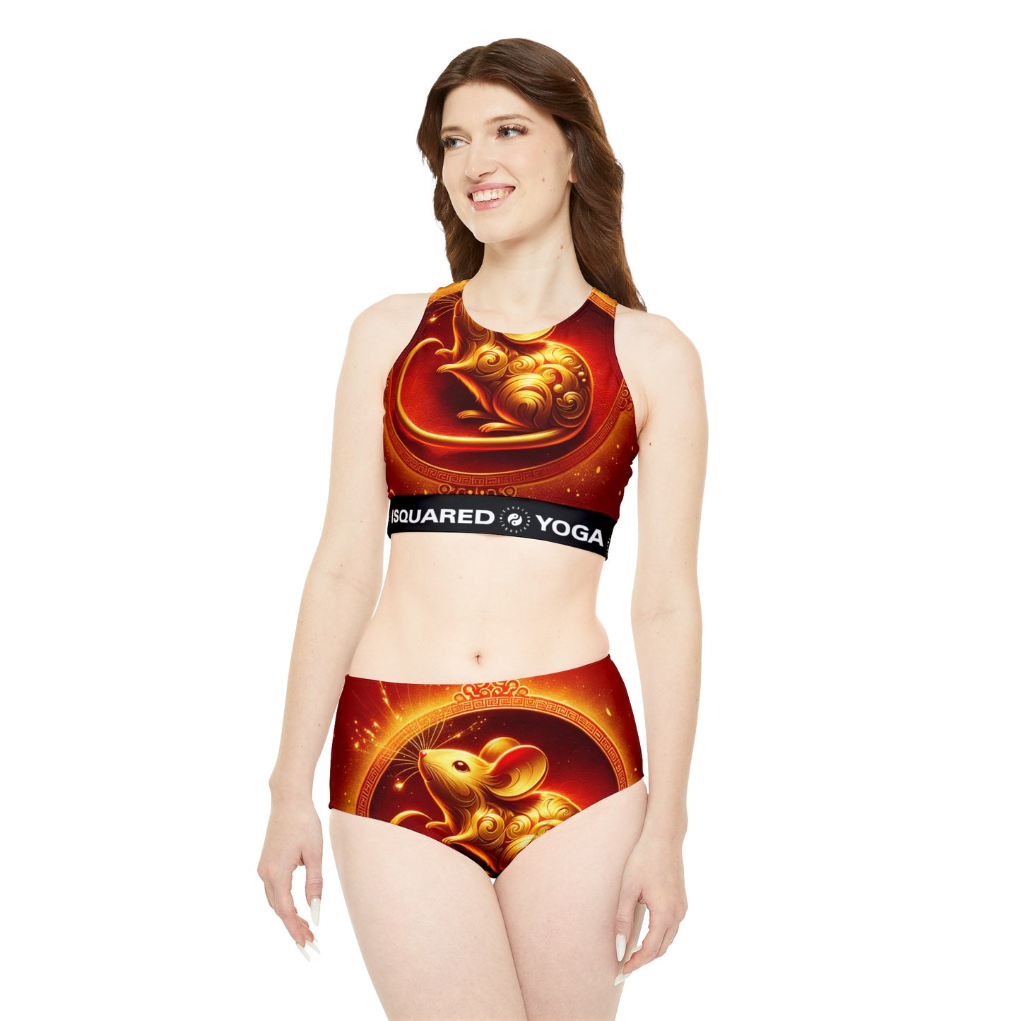 "Golden Emissary: A Lunar New Year's Tribute" - Hot Yoga Bikini Set