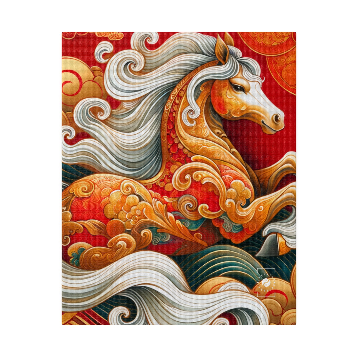 « Gold Gallop on Vermilion Vista: A Lunar New Year's Ode » – Impression sur toile