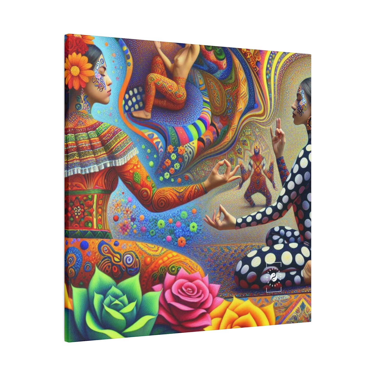 "Kahlo-Kusama Blossom Asanas: A Surreal Yoga Symphony" - Art Print Canvas