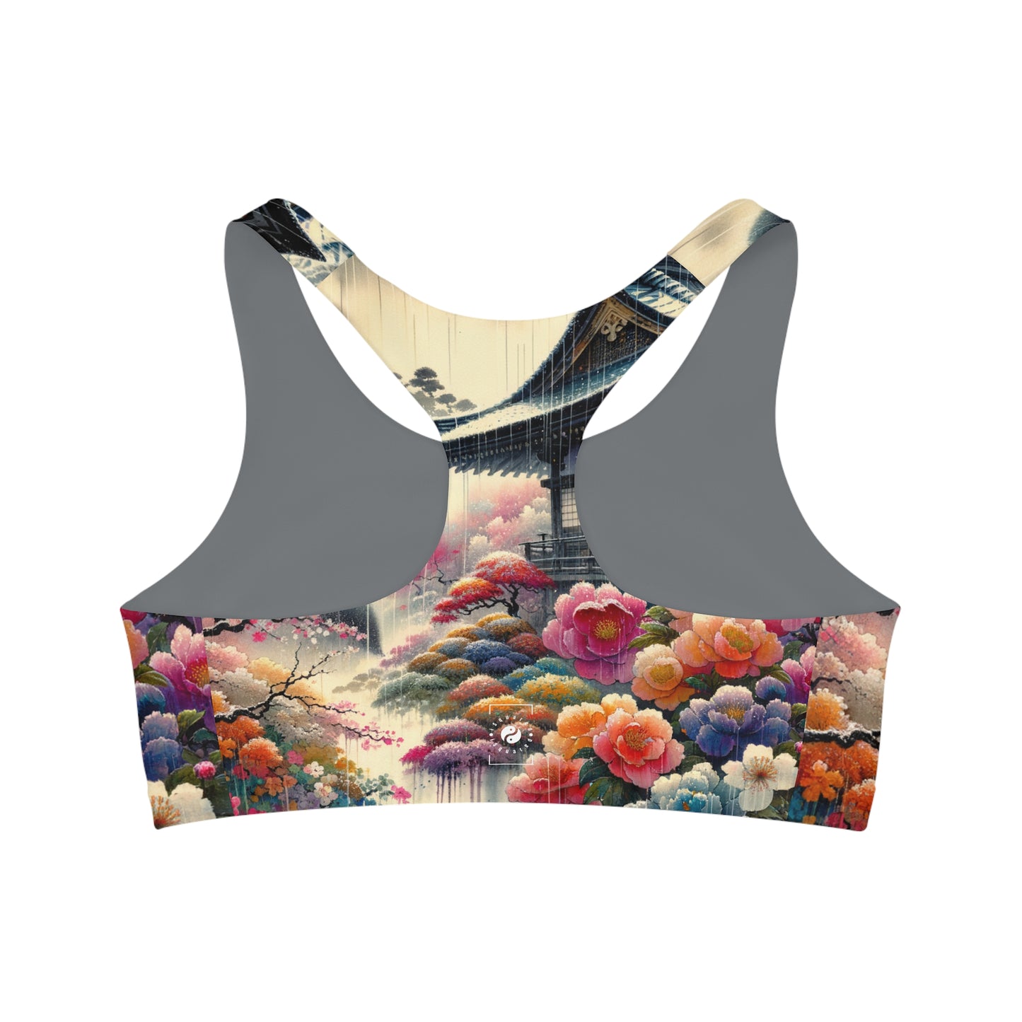 "Rain-drenched Sakura Spectrum" - Seamless Sports Bra