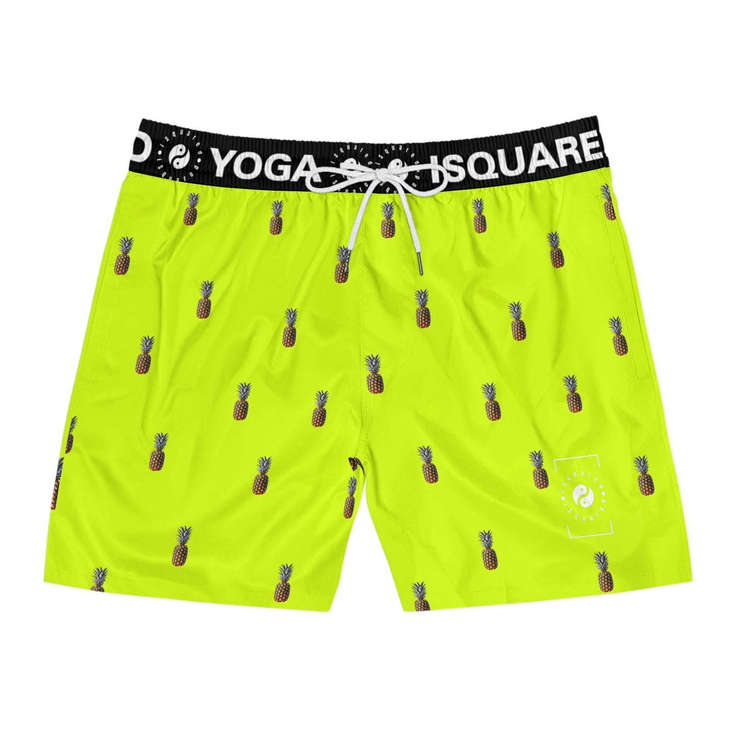 #D7FF11 Sharp Yellow + Pineapple - Swim Shorts (Mid-Length) for Men