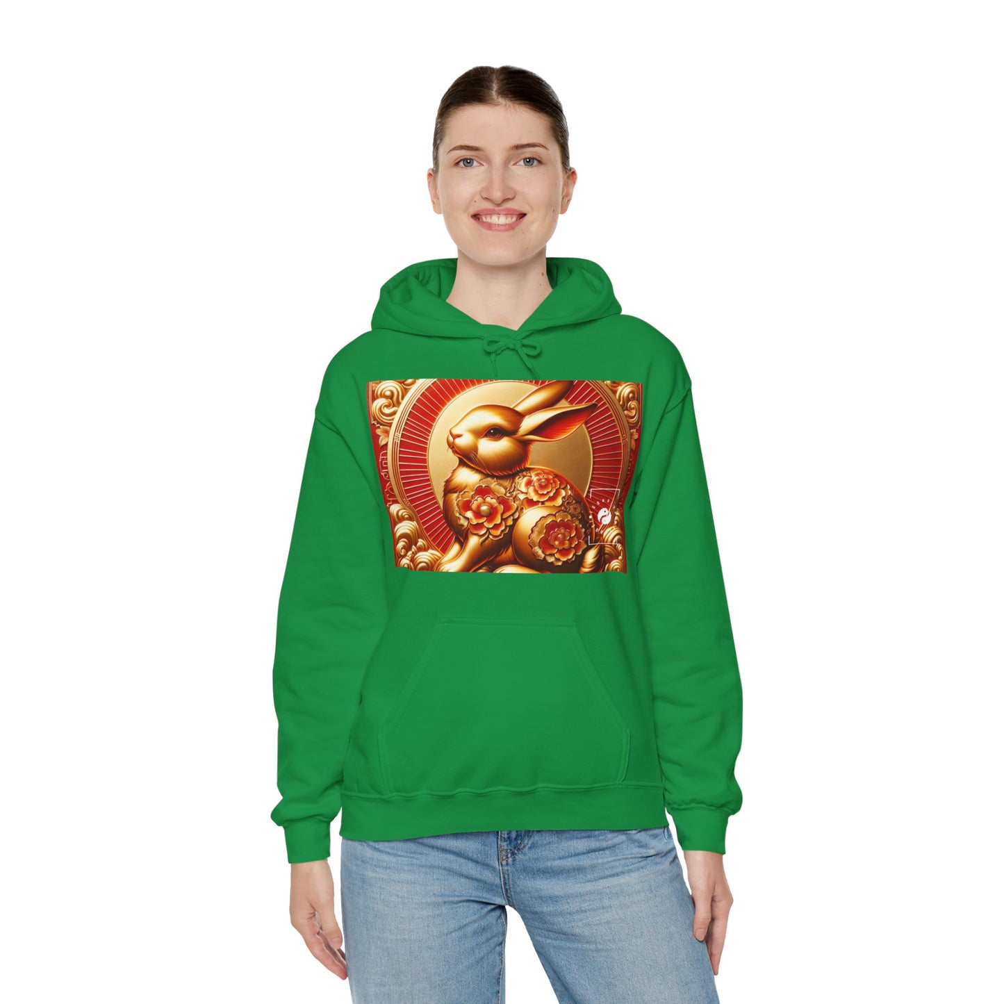 "Golden Blessings: Lunar Rabbit's Resplendence" - Hoodie