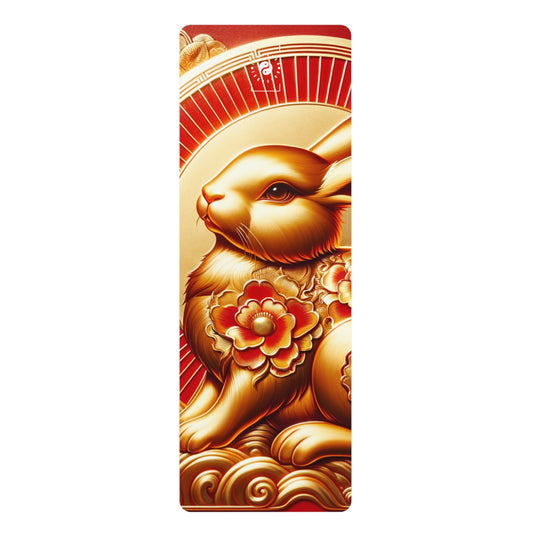 "Golden Blessings: Lunar Rabbit's Resplendence" - Yoga Mat