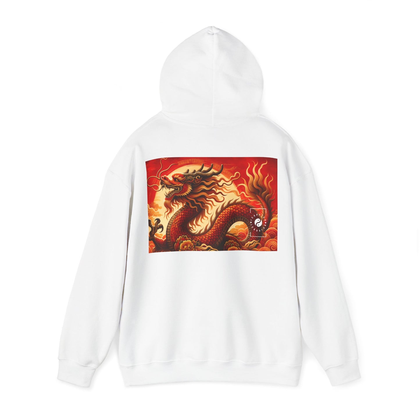 "Golden Dragon Dance in the Crimson Twilight" - Hoodie