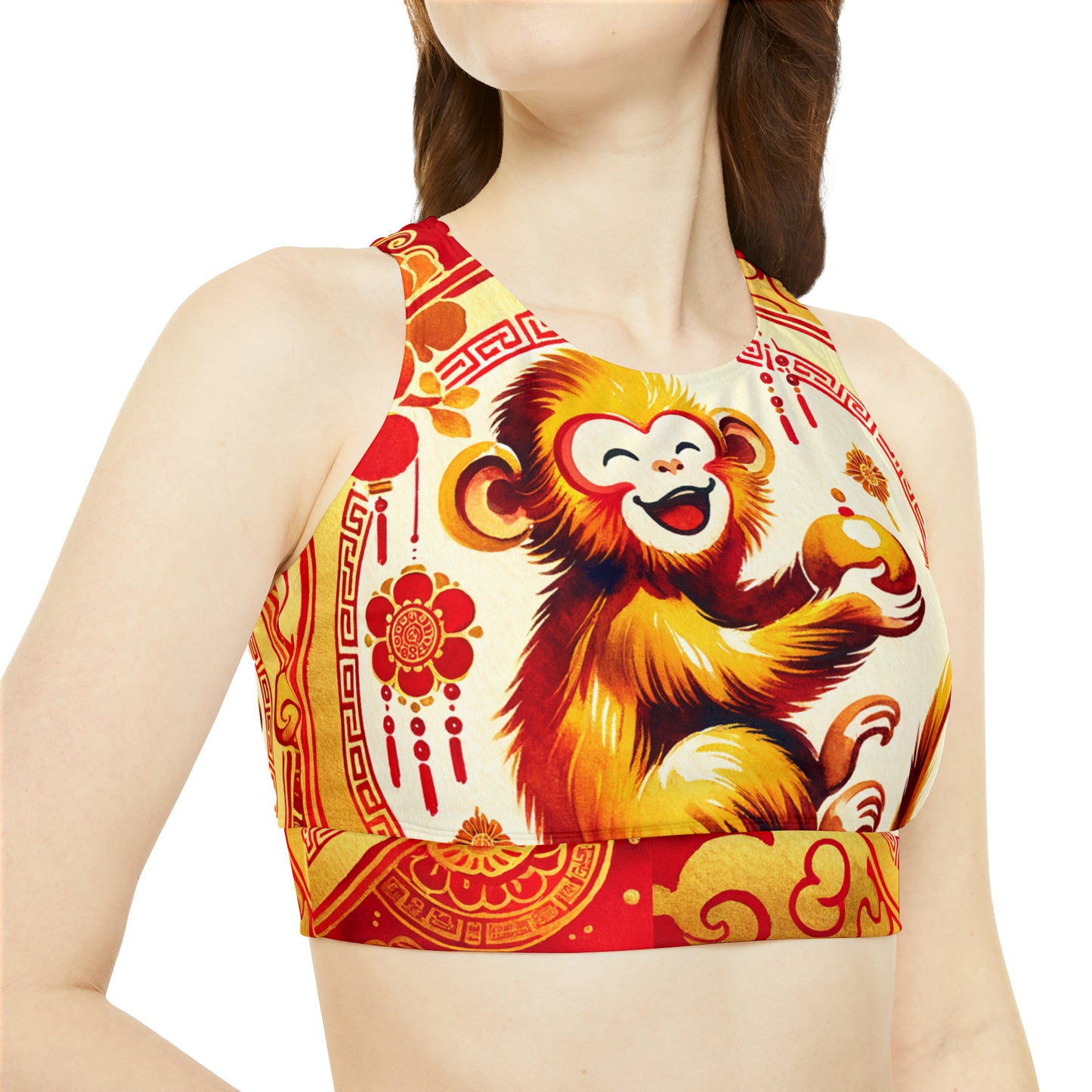 "Golden Simian Serenity in Scarlet Radiance" - Hot Yoga Bikini Set