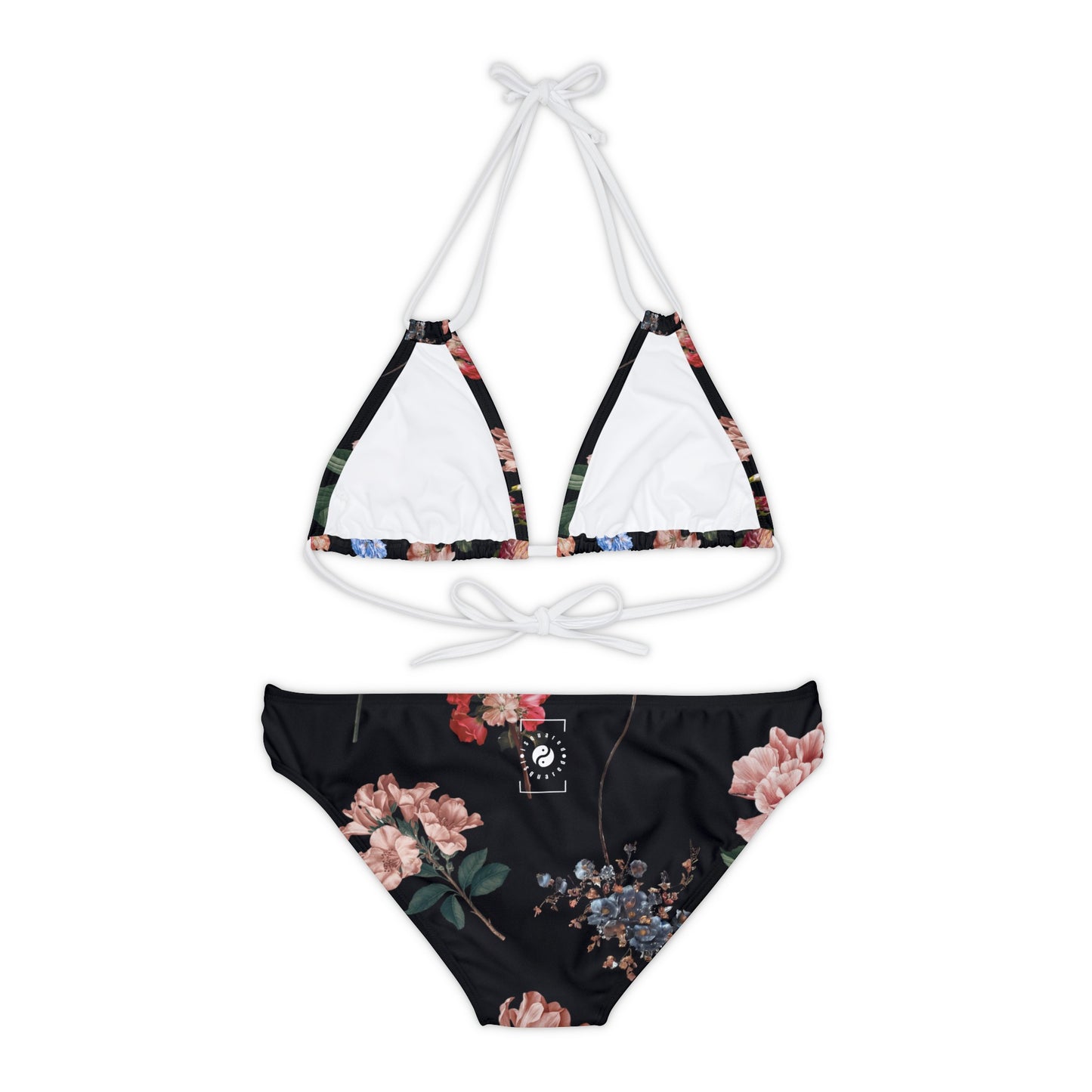 Botanicals on Black - Ensemble bikini à lacets