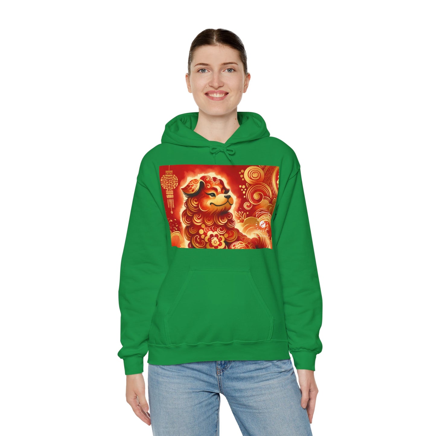 "Golden Canine Emissary on Crimson Tide: A Chinese New Year Odyssey" - Hoodie