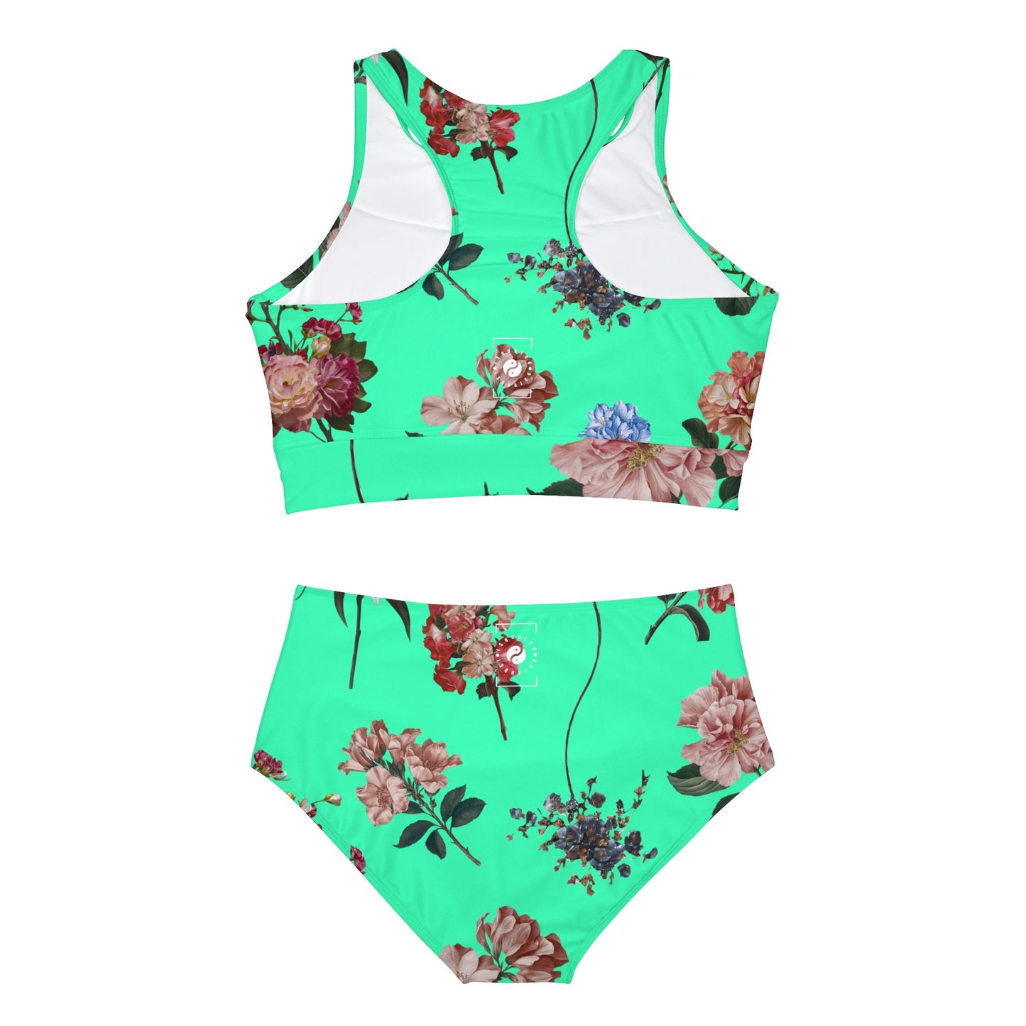 Botanicals on Turquoise - Hot Yoga Bikini Set