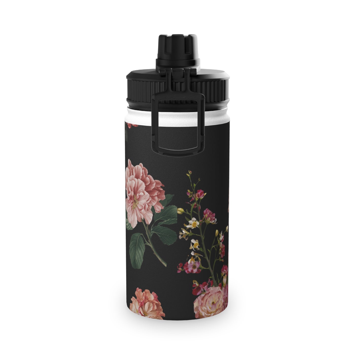 Botanicals on Black - Sports Water Bottle