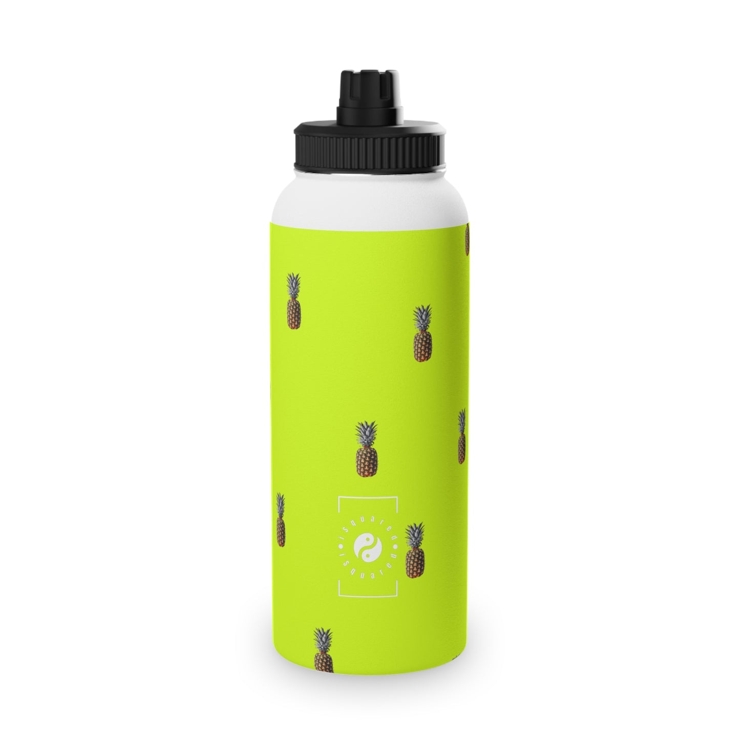 #D7FF11 Sharp Yellow + Pineapple - Sports Water Bottle