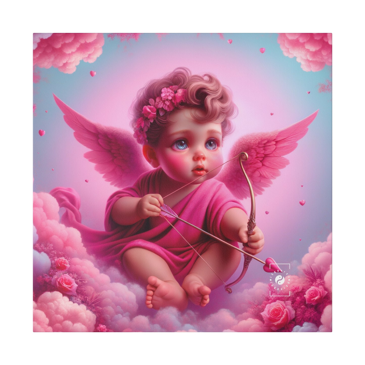 "Bold Blush: A Cupid's Love Affair" - Art Print Canvas