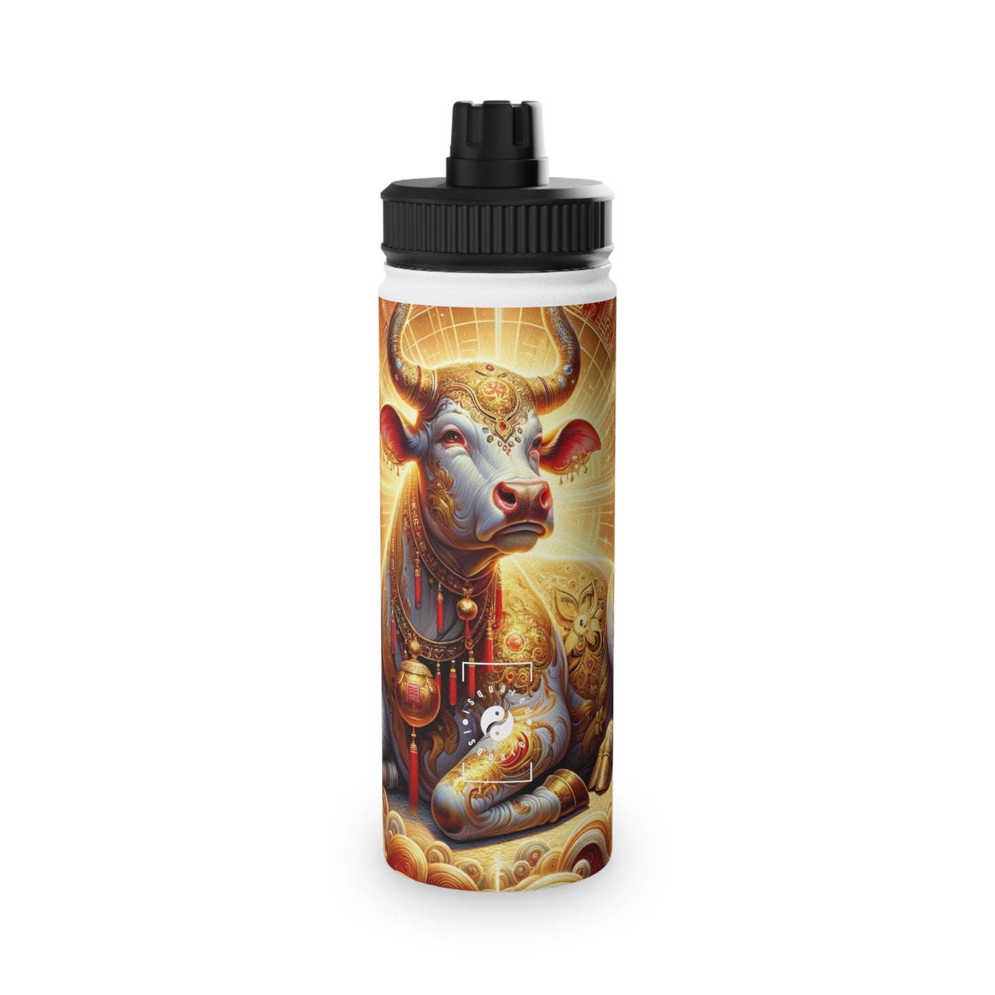 "Golden Euphoria: A Dance of the Divine Bovine" - Sports Water Bottle