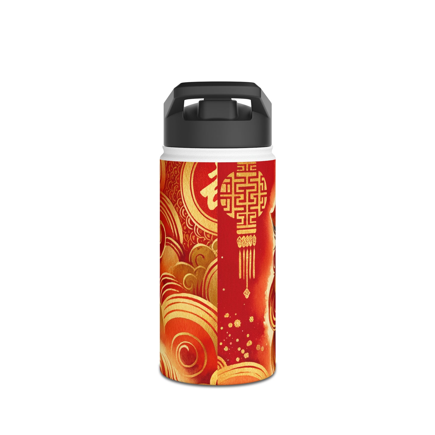 "Golden Canine Emissary on Crimson Tide: A Chinese New Year Odyssey" - Water Bottle